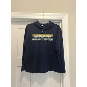 Pacific Mens Grand Canyon Navy Blue Long Sleeve Pullover T-shirt Hoodie Size XL